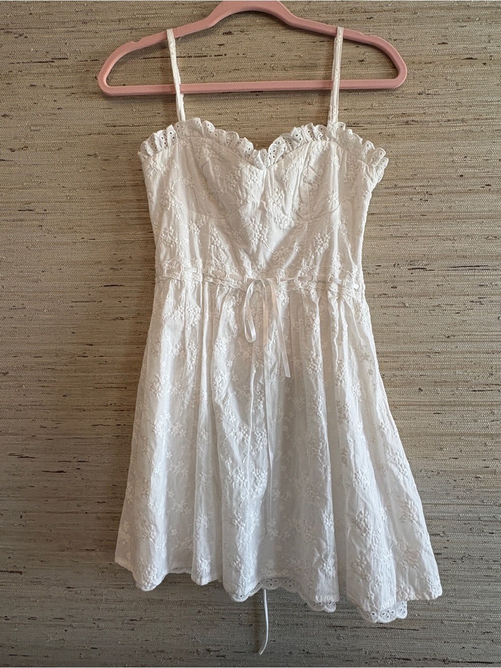 NWT Altar'd State White Eyelet Lace Spaghetti Strap Mini Dress